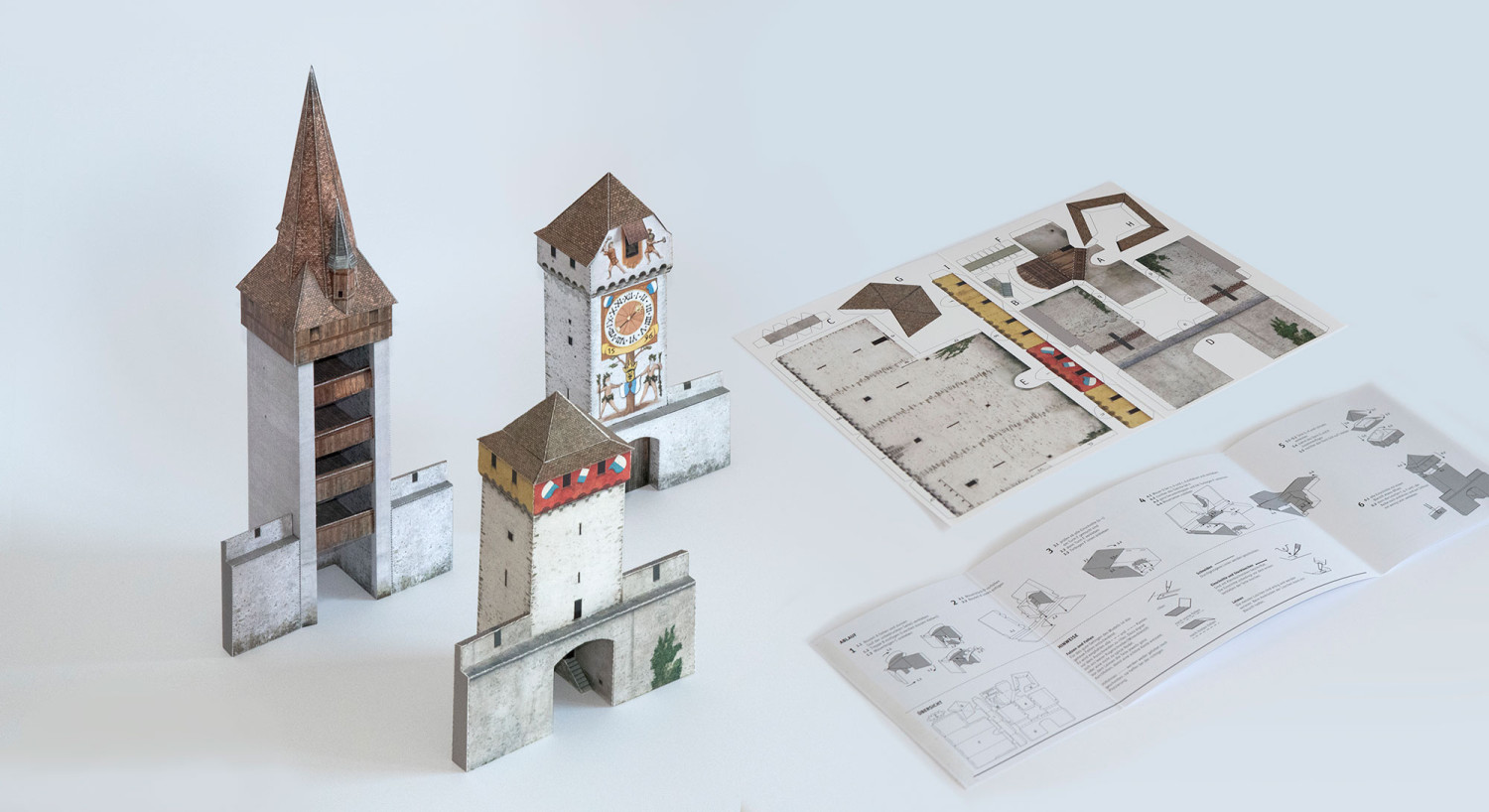 Prototypen für Modellbögen der Museggmauer