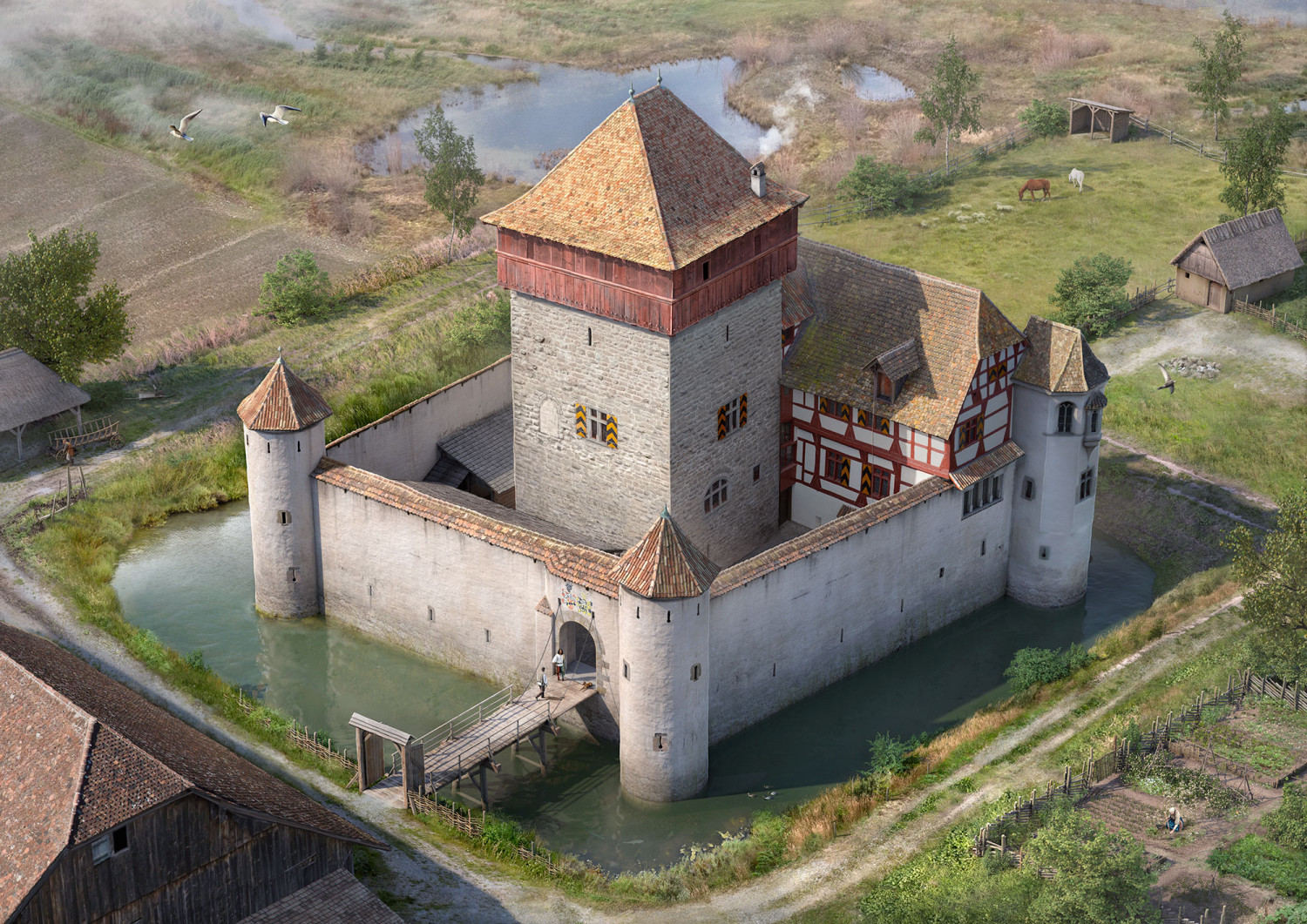 Rekonstruktionsversuch Schloss Hegi im 16. Jh.